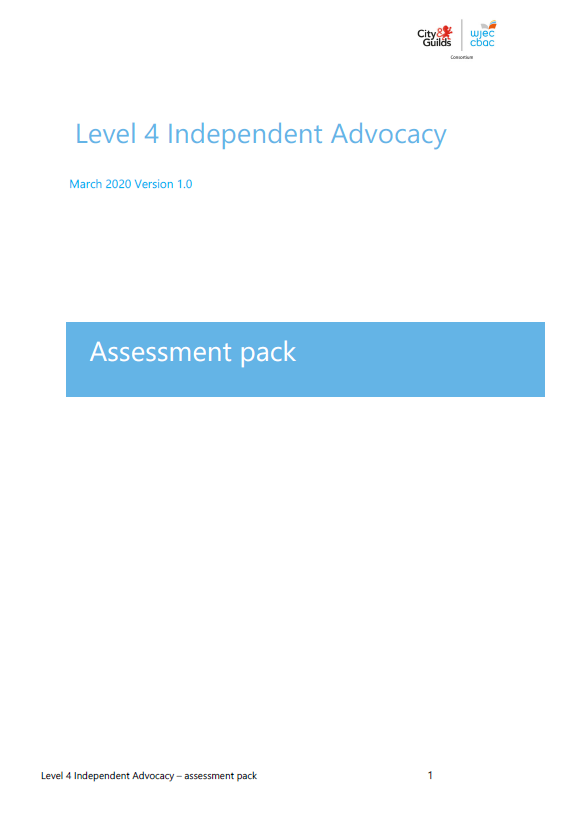 8040 08D L4 Independent Advocacy Assessment Pack